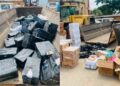 Lutte contre la contrebande à Sèmè-Podji: 21 000 paquets de cigarettes découverts sous des déchets ménagers à Ekpè